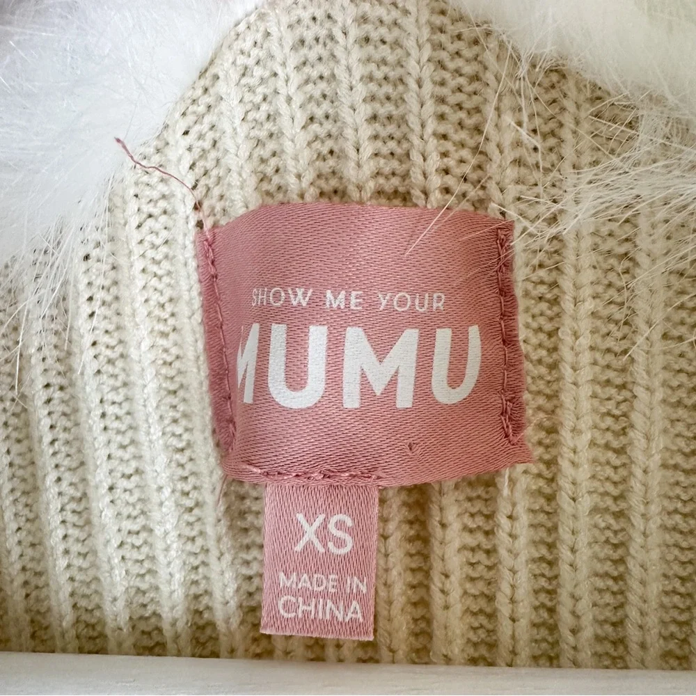 Show Me Your MuMu Cream Faux-Fur Collar Long Cardigan - Picture 9 of 13